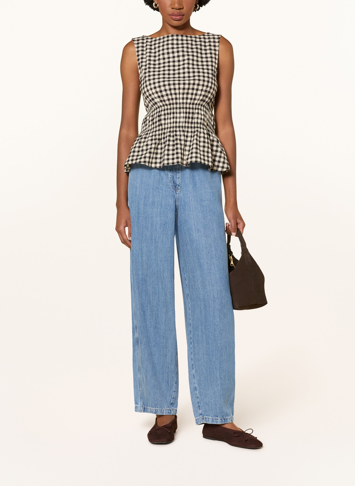ARKET ANEMONE Blouse Top: BLACK / ECRU