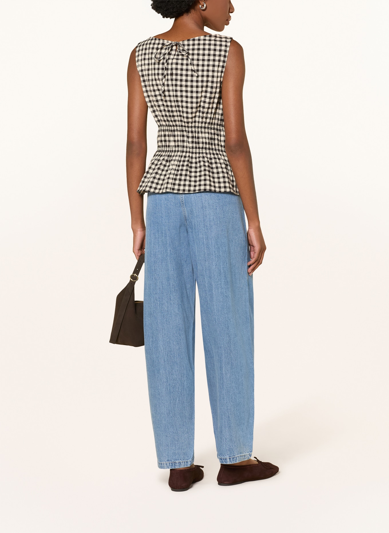 ARKET ANEMONE Blouse Top: BLACK / ECRU