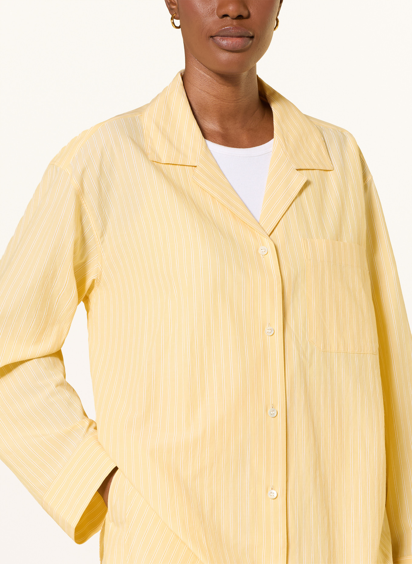 ARKET Blouse: LIGHT YELLOW / WHITE
