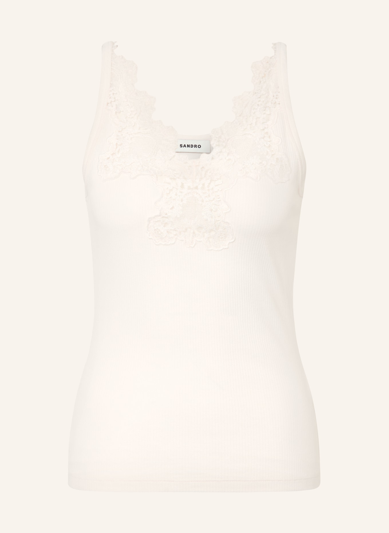 SANDRO Top mit Spitze: ECRU