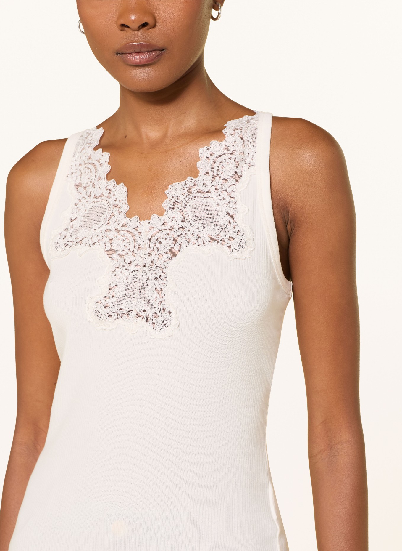 SANDRO Top mit Spitze: ECRU