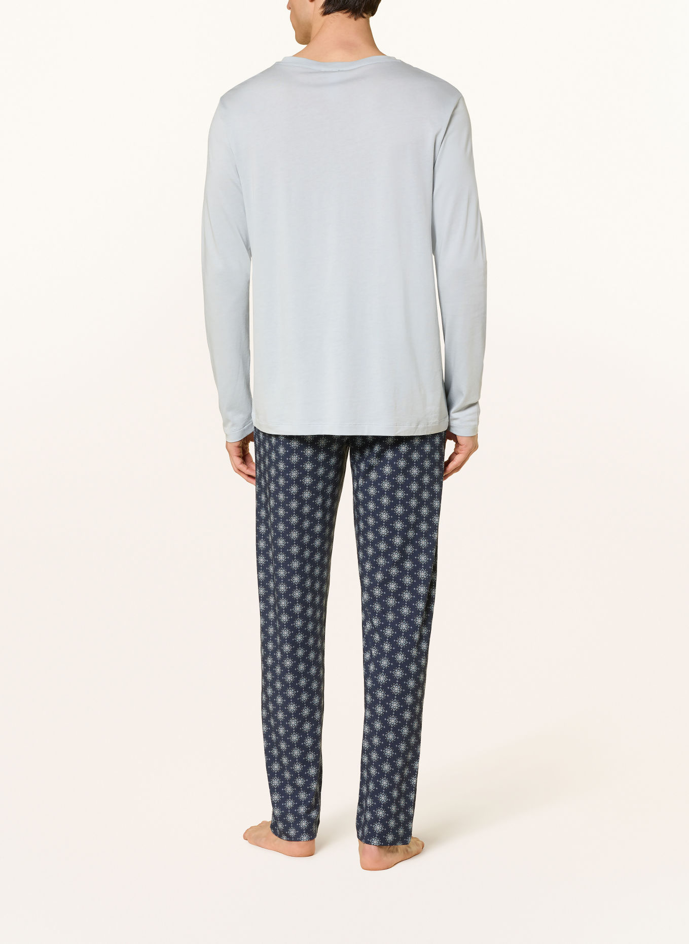 HANRO Pyjama NIGHT & DAY: LICHTBLAUW / DONKERBLAUW