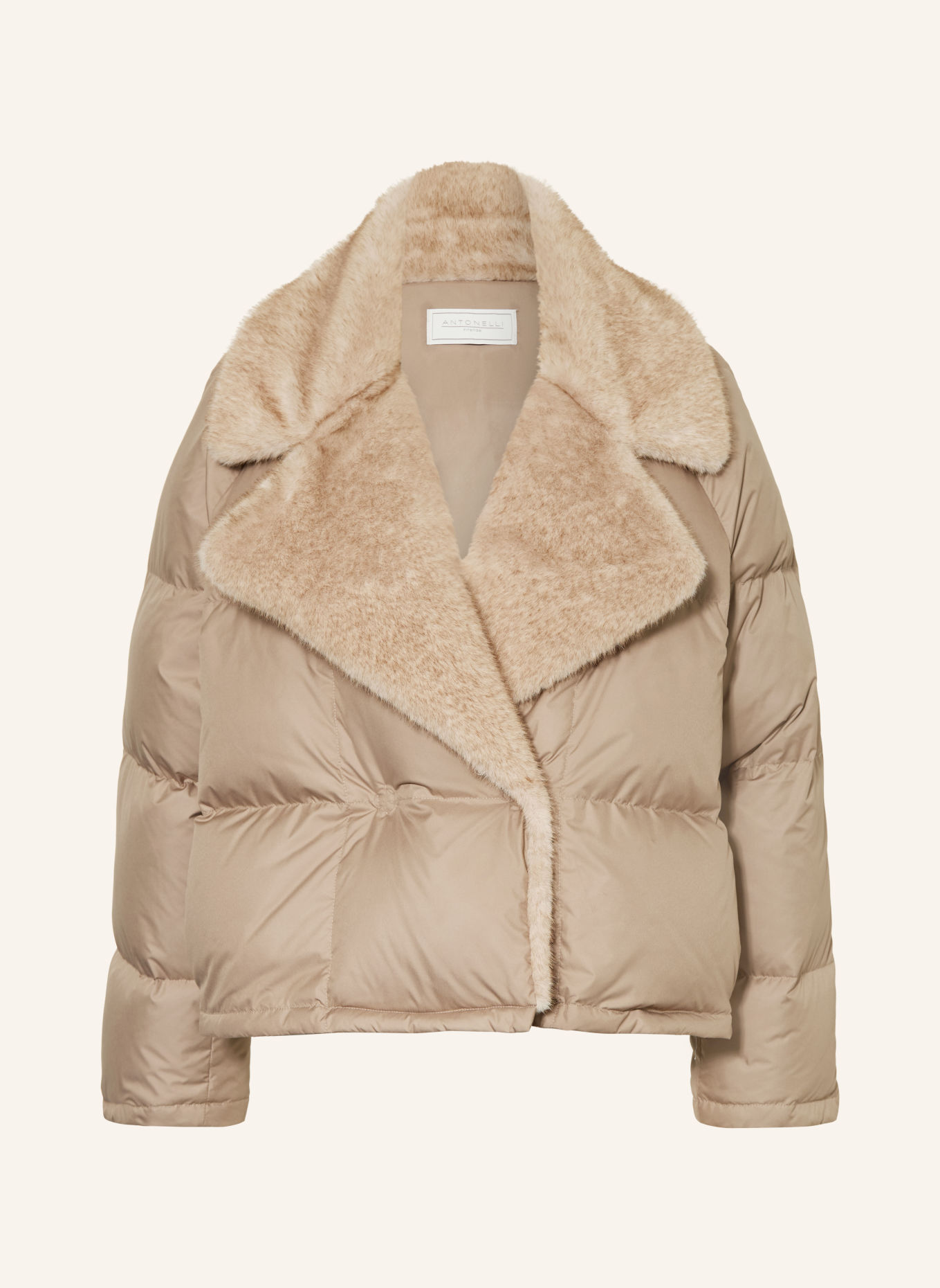 ANTONELLI firenze FICO Down Jacket with Faux Fur: BEIGE