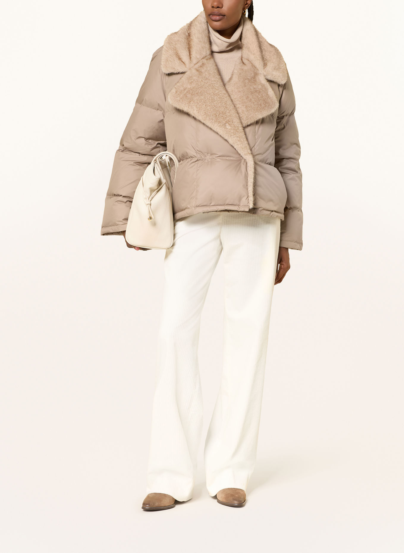 ANTONELLI firenze FICO Down Jacket with Faux Fur: BEIGE
