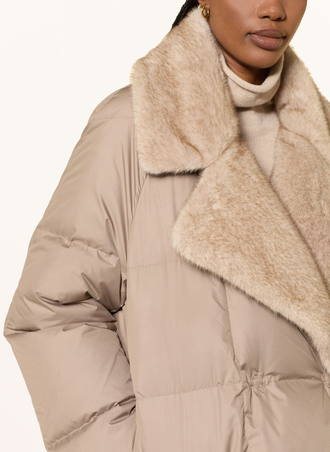 ANTONELLI firenze FICO Down Jacket with Faux Fur: BEIGE
