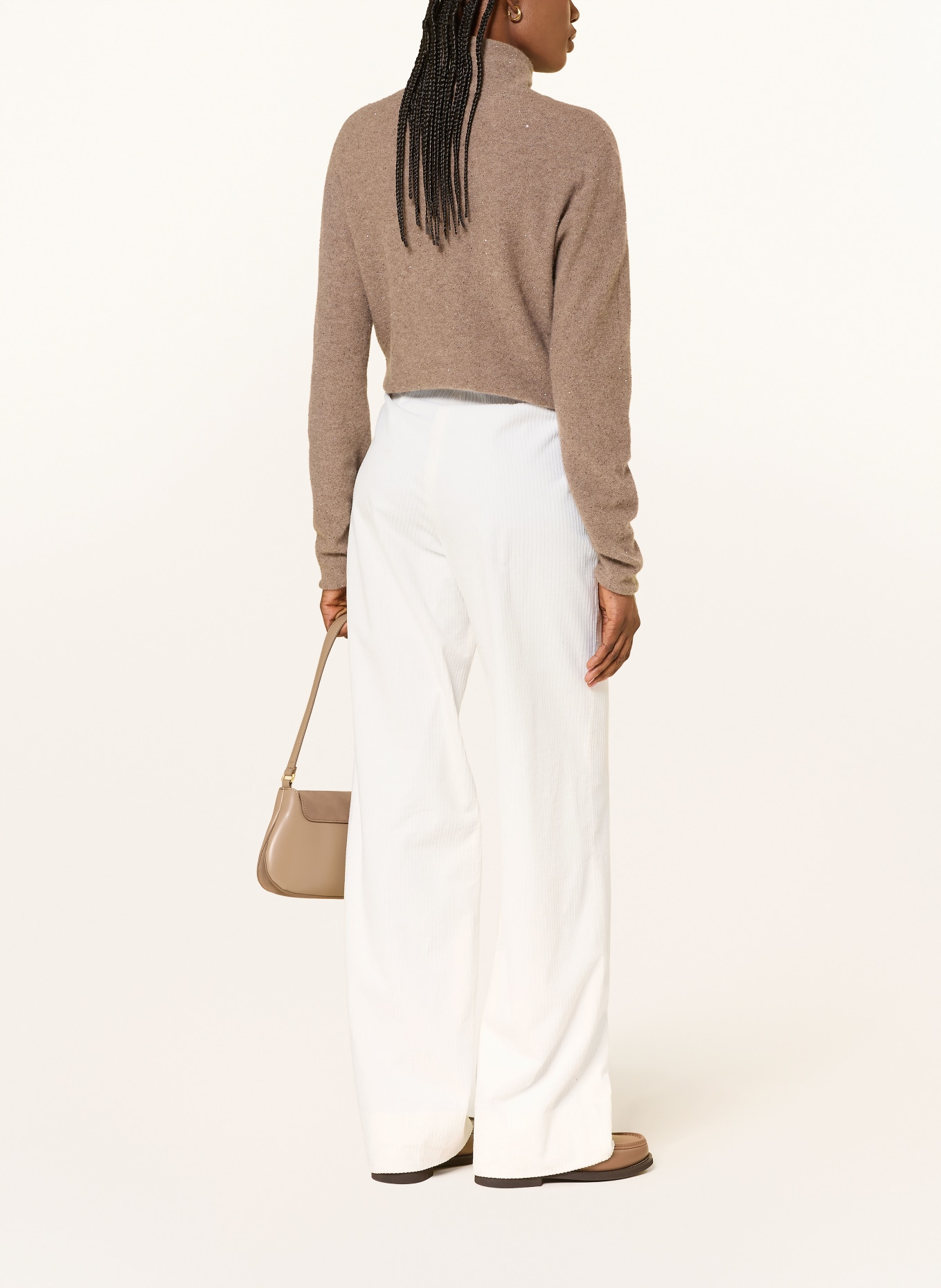 ANTONELLI firenze CASTIGLIA turtleneck sweater with cashmere and sequins: TAUPE