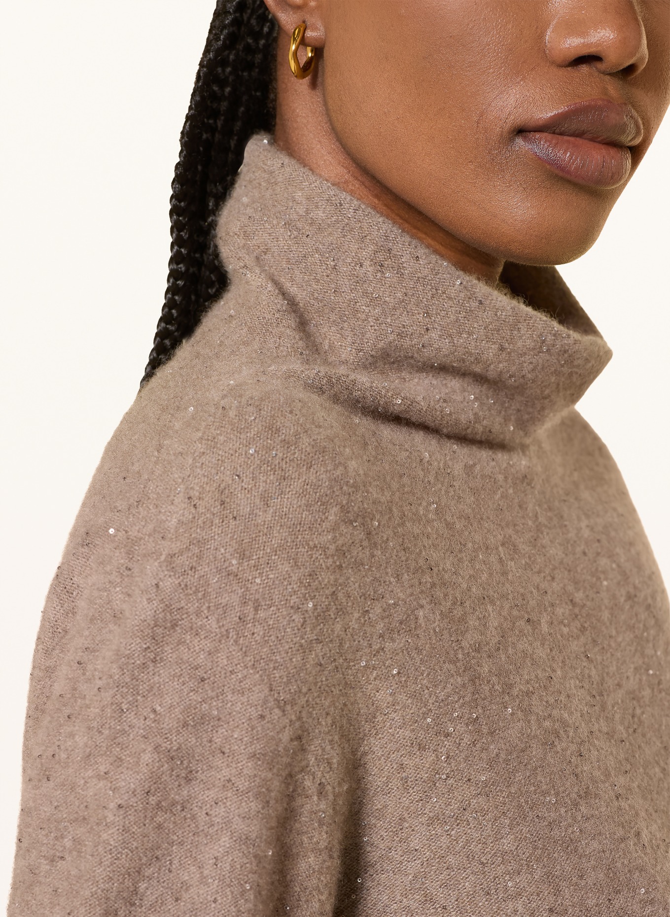 ANTONELLI firenze CASTIGLIA turtleneck sweater with cashmere and sequins: TAUPE