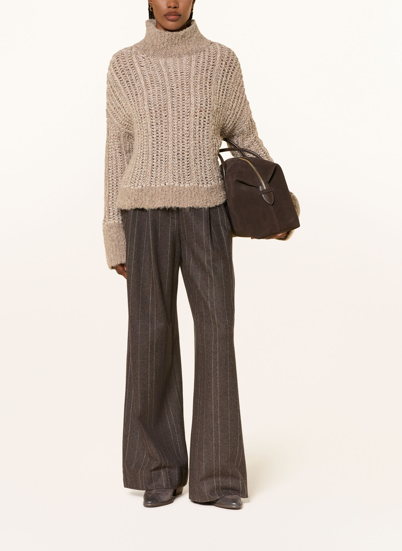 ANTONELLI firenze Trui GALLURA met alpaca en pailletten: BEIGE / TAUPE