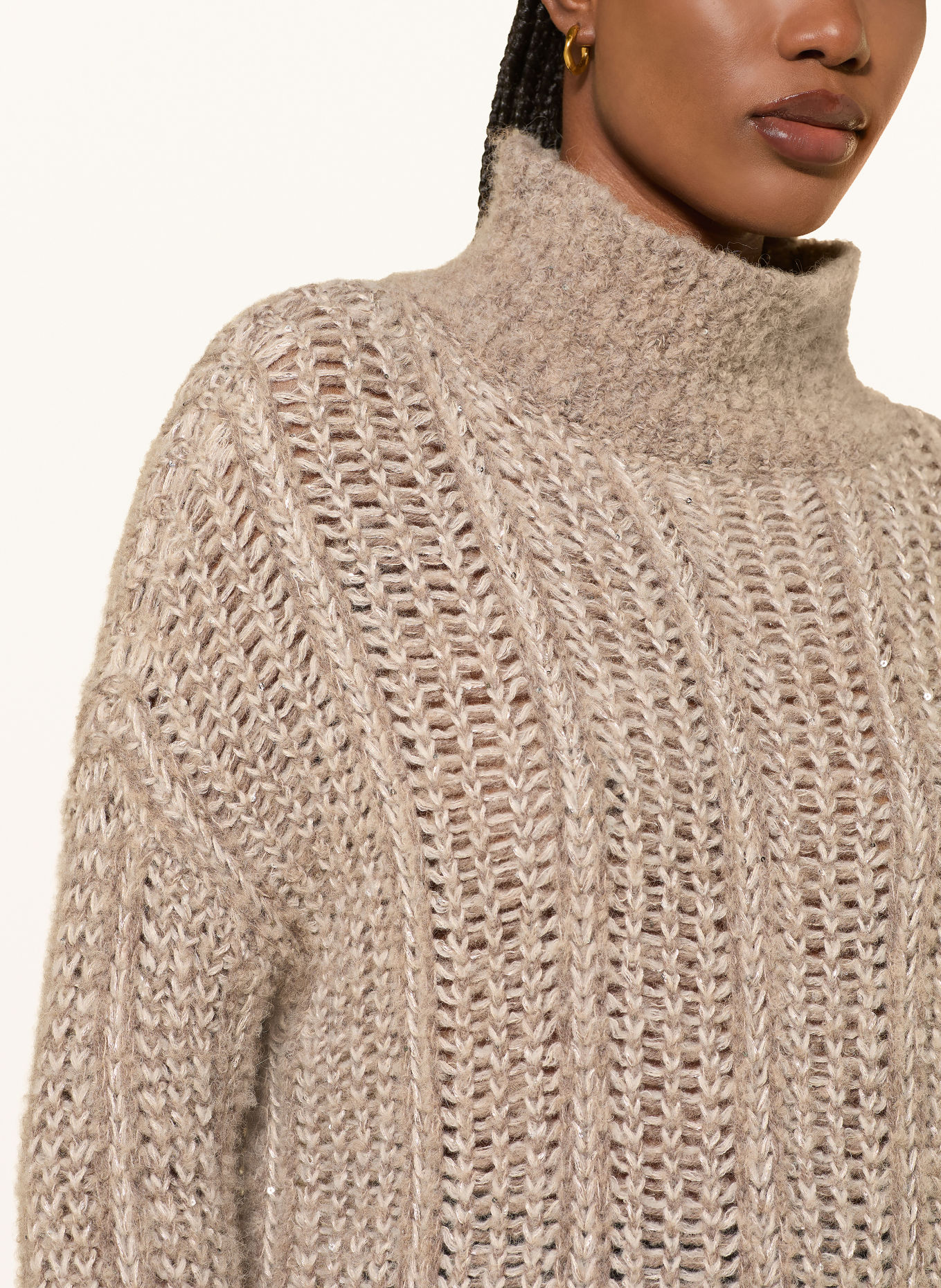 ANTONELLI firenze Trui GALLURA met alpaca en pailletten: BEIGE / TAUPE