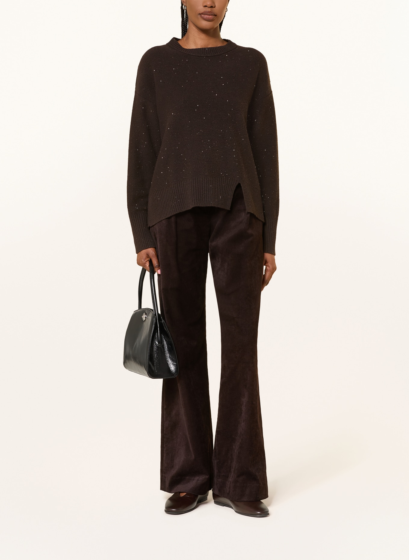 ANTONELLI firenze SILA Sweater with Sequins: DARK BROWN