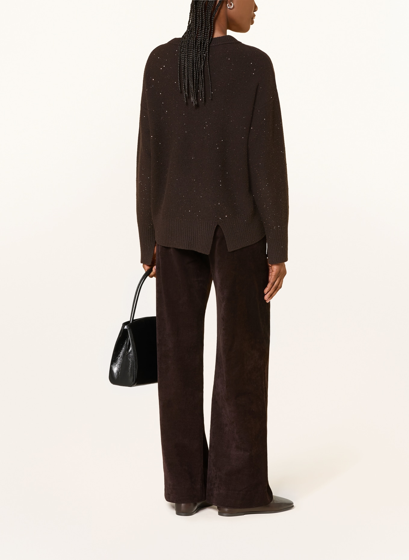 ANTONELLI firenze SILA Sweater with Sequins: DARK BROWN