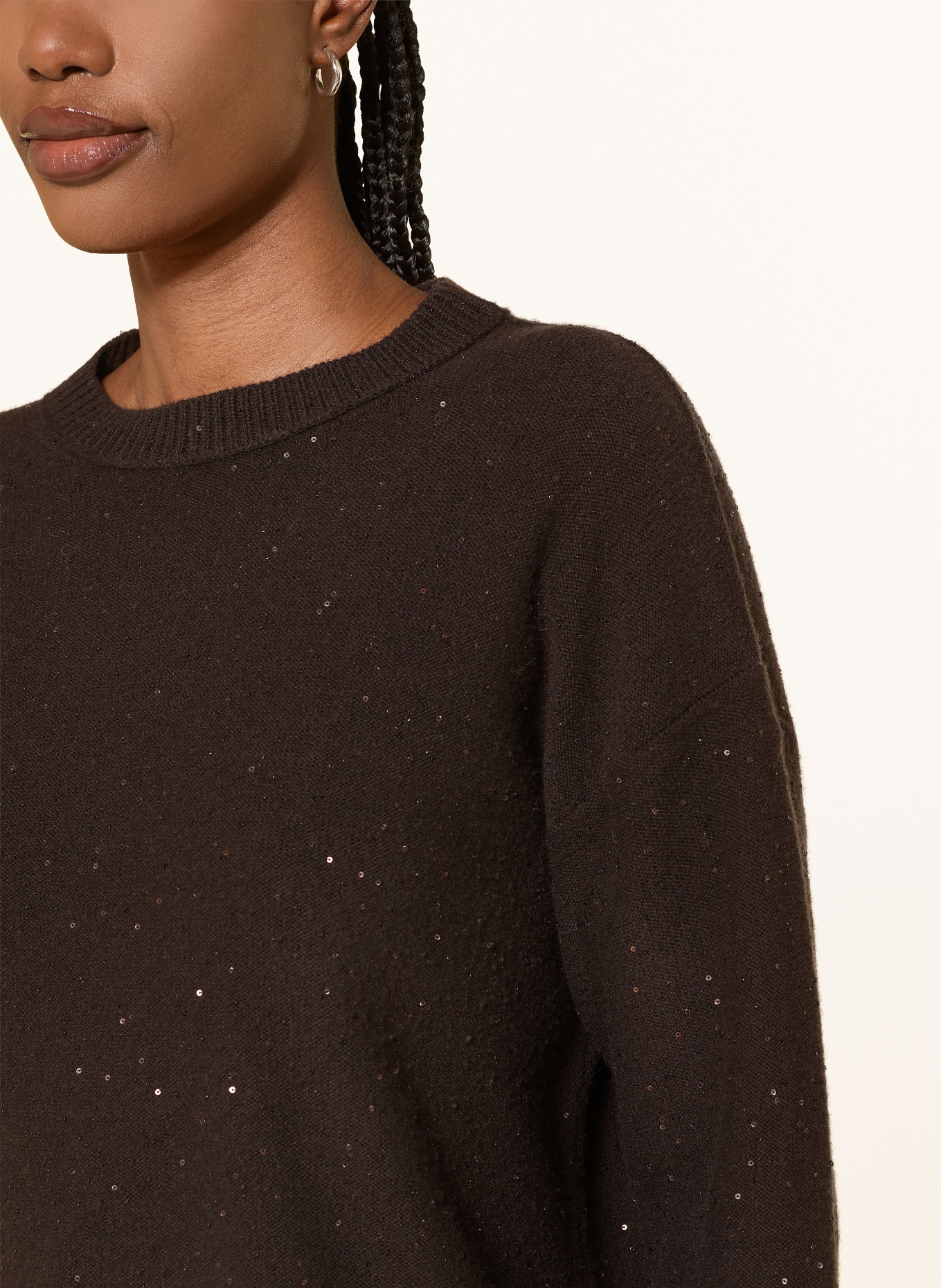 ANTONELLI firenze SILA Sweater with Sequins: DARK BROWN