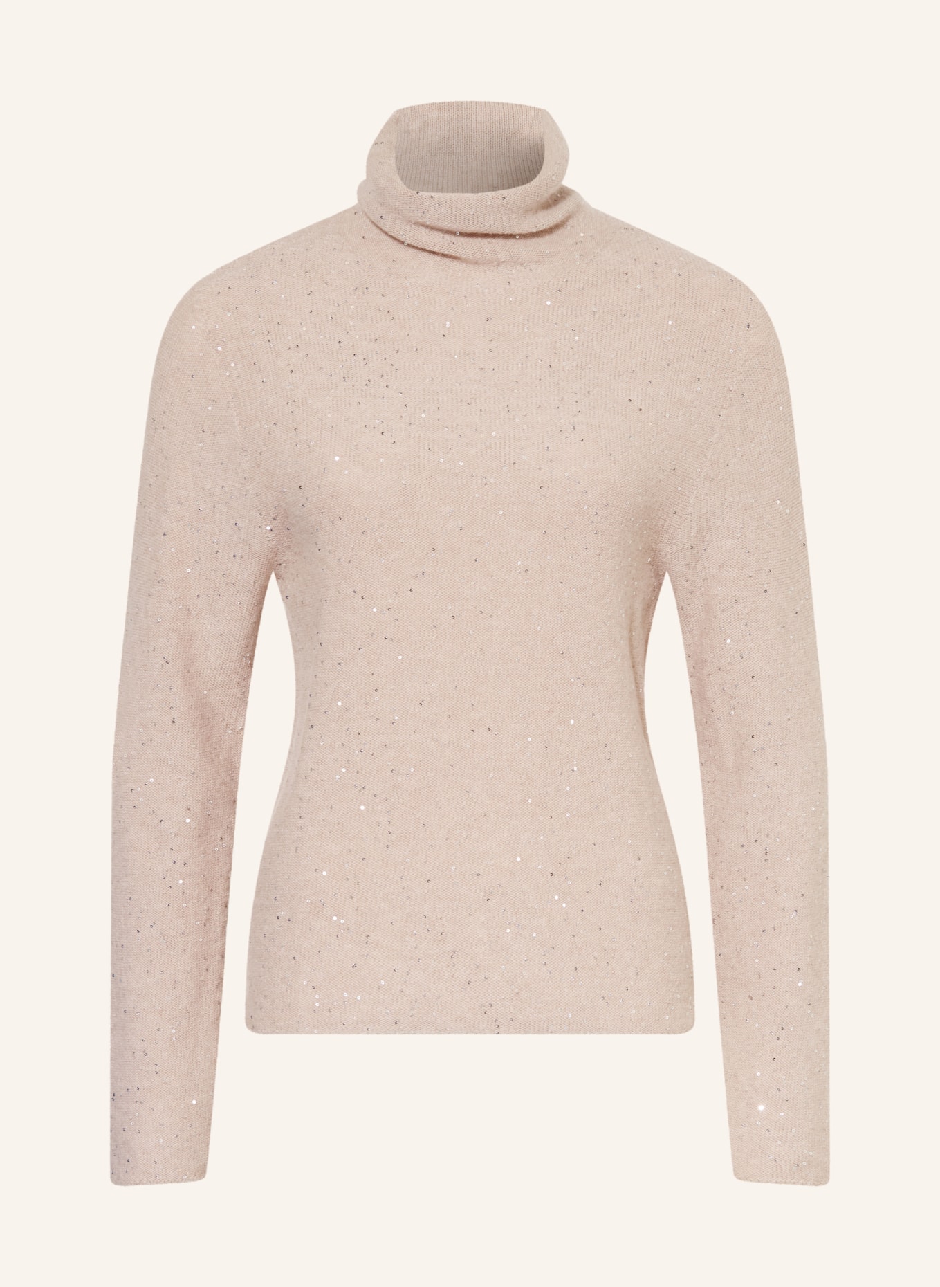 ANTONELLI firenze Rollkragenpullover ETRURIA mit Pailletten: BEIGE / SILBER