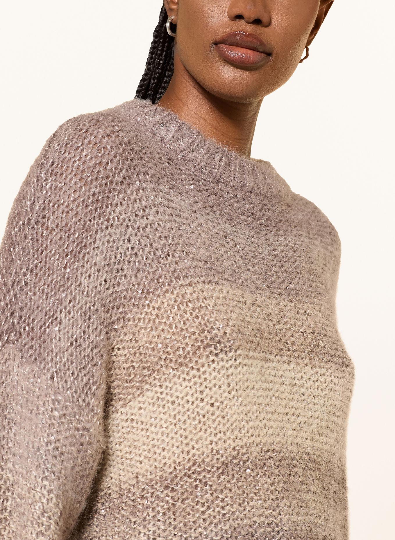 ANTONELLI firenze Sweter LOIRA z cekinami: SZAROBRĄZOWY / JASNOCZARY