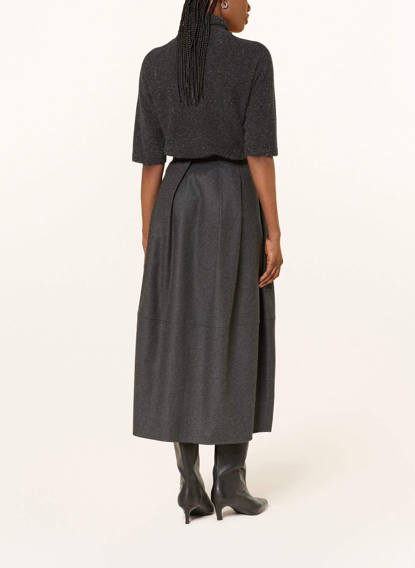 ANTONELLI firenze Strickshirt DAKOTA mit Cashmere und Pailletten: DUNKELGRAU
