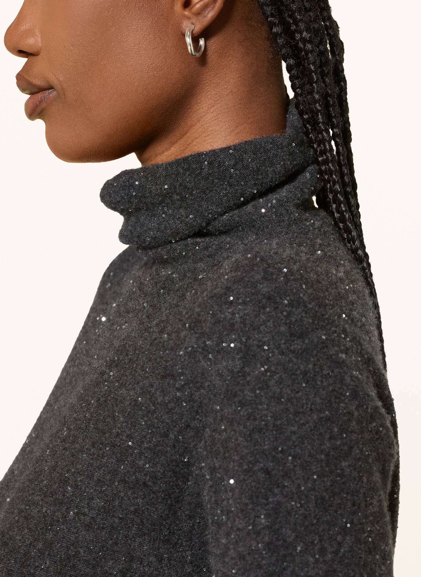 ANTONELLI firenze Strickshirt DAKOTA mit Cashmere und Pailletten: DUNKELGRAU