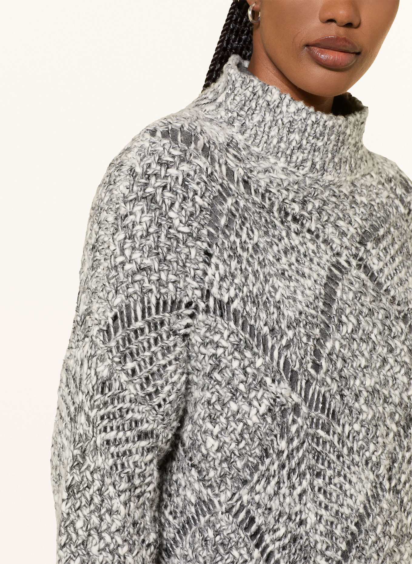 ANTONELLI firenze ASSIA Sweater with Sequins: GRAY / WHITE