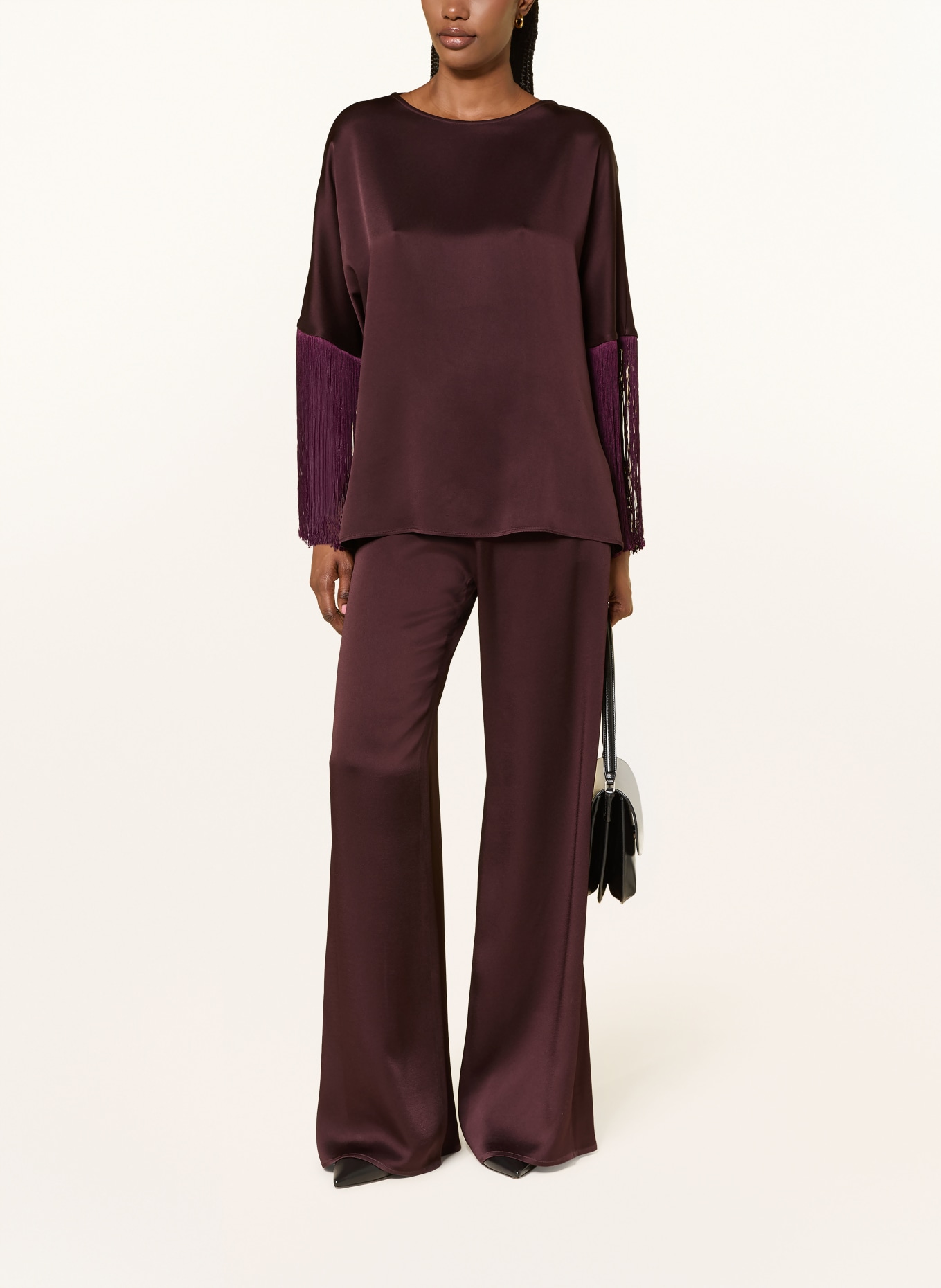 ANTONELLI firenze Blusenshirt ARDISIA aus Satin mit 3/4-Arm: DUNKELROT