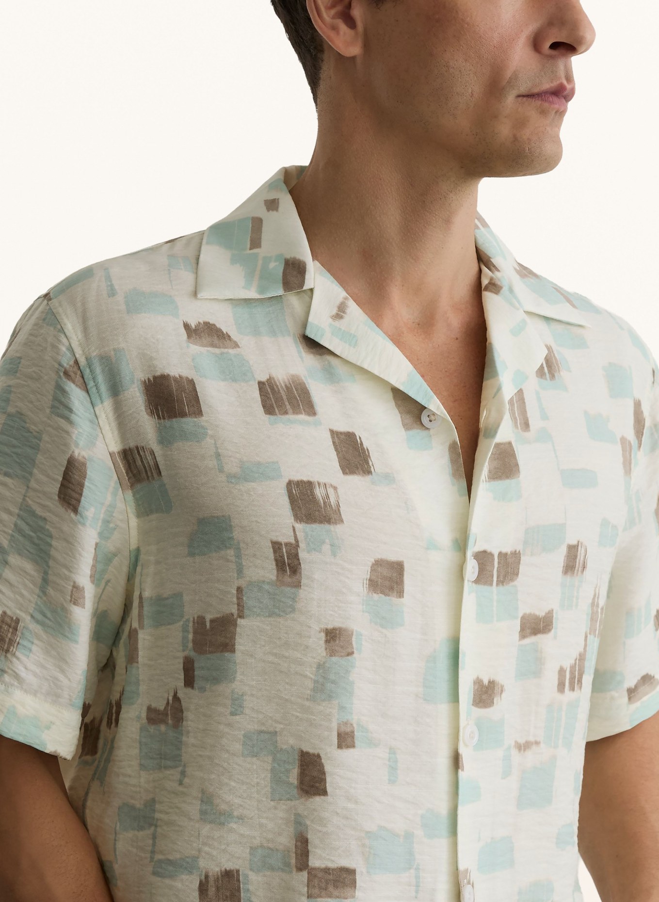 REISS Resorthemd VESPUCCI Comfort Fit: ECRU / BRAUN / HELLBLAU