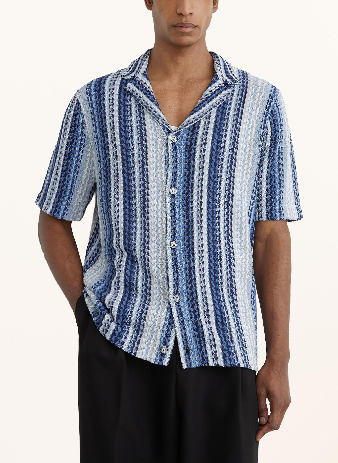 REISS Resorthemd FLEET Slim Fit: DUNKELBLAU / HELLBLAU / WEISS