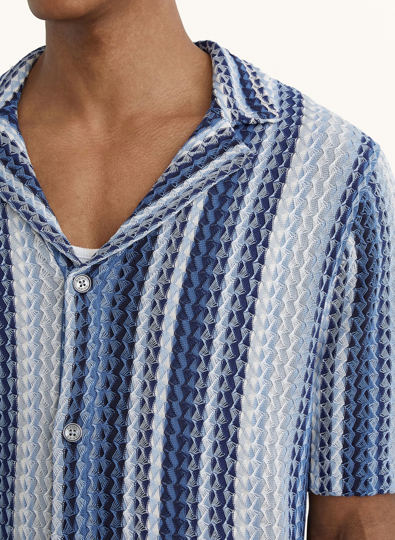 REISS Resorthemd FLEET Slim Fit: DUNKELBLAU / HELLBLAU / WEISS