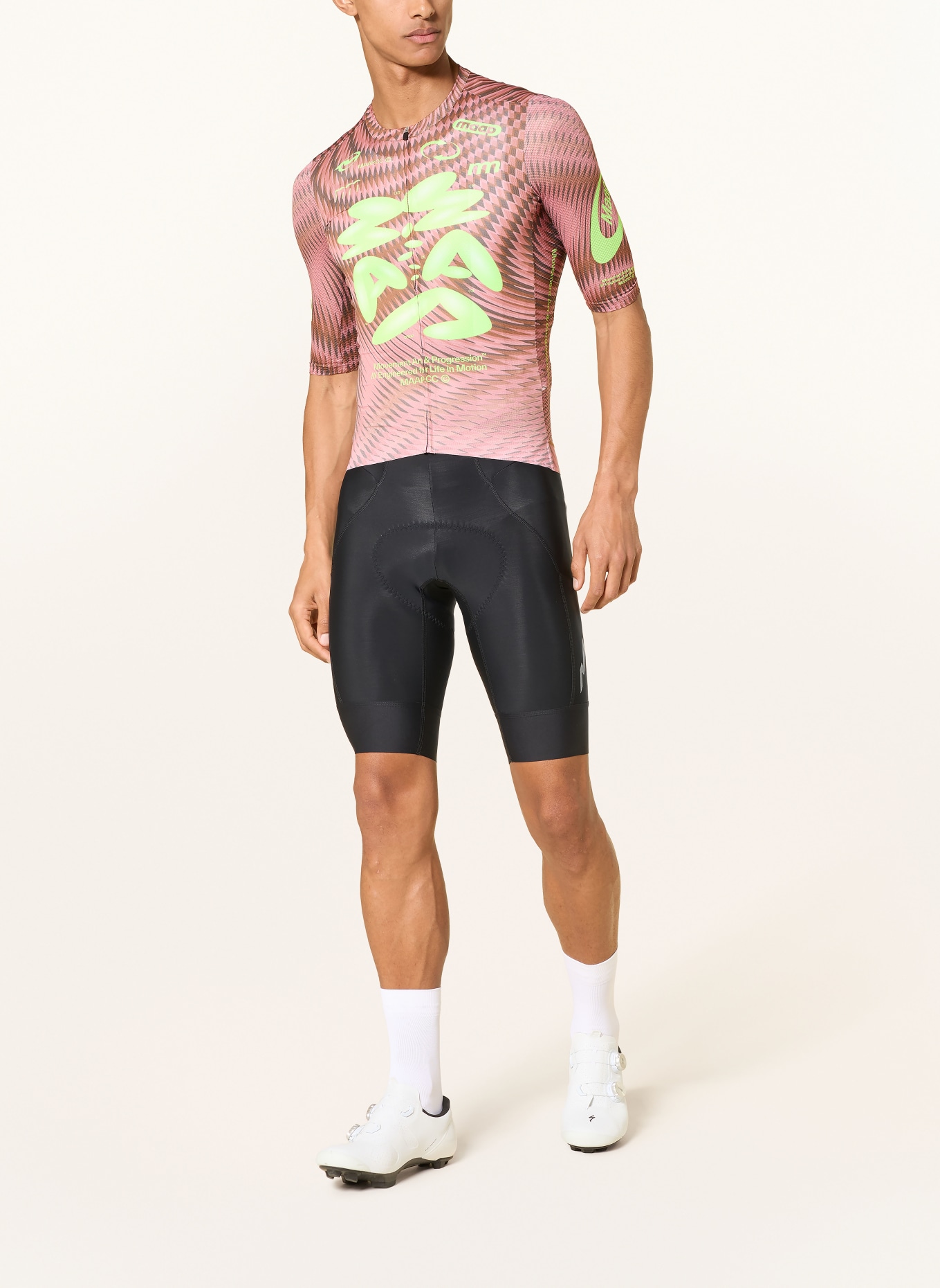 MAAP Cuissard de cyclisme SPECTRUM TEAM avec bretelles et insert rembourré: NOIR / BLANC