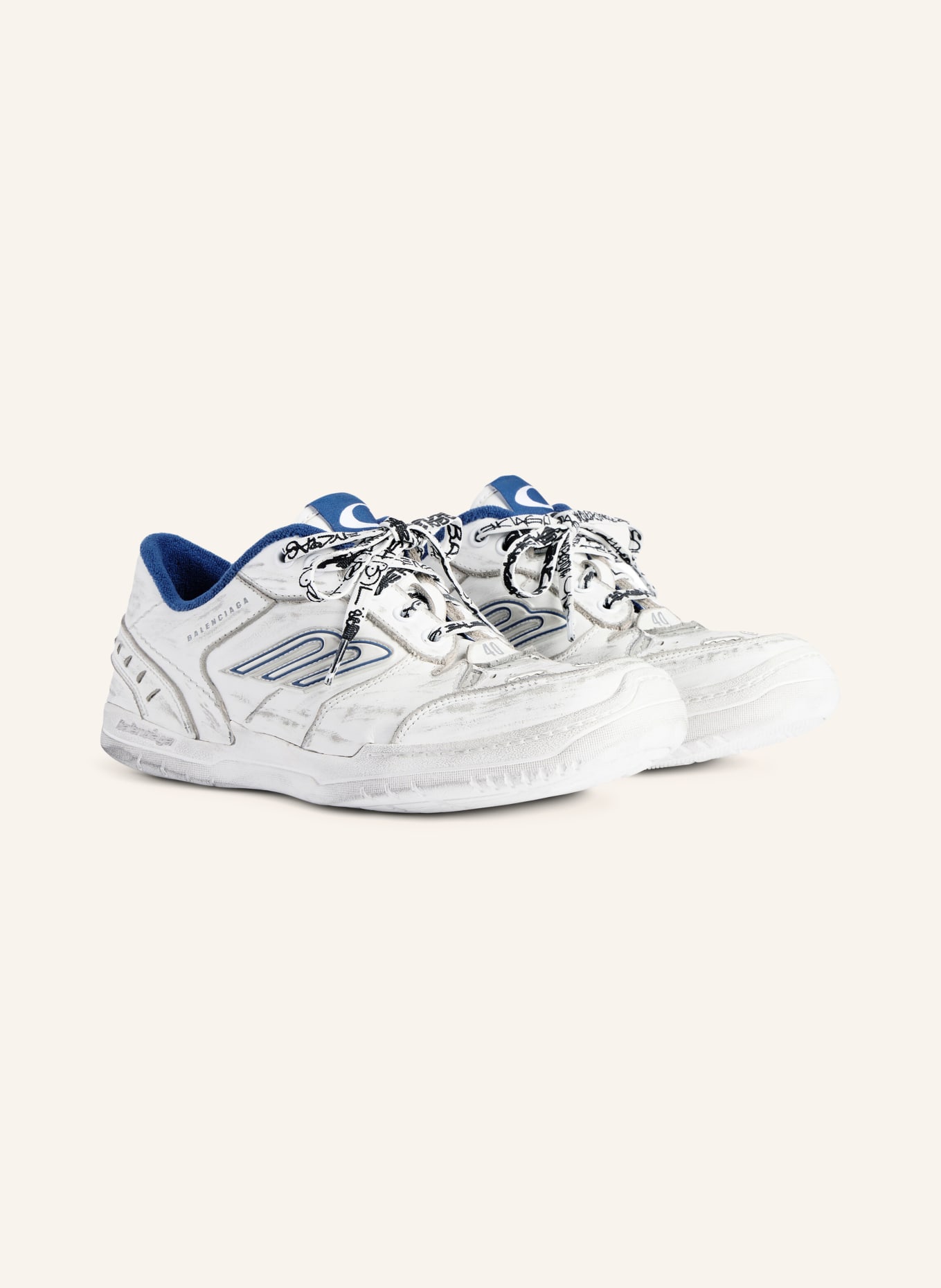 BALENCIAGA Sneaker HAMPTONS: WEISS / DUNKELBLAU