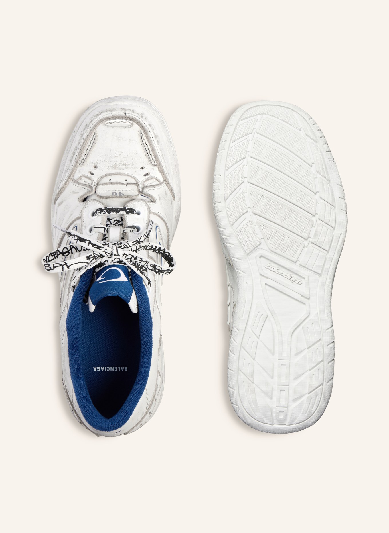 BALENCIAGA Sneaker HAMPTONS: WEISS / DUNKELBLAU