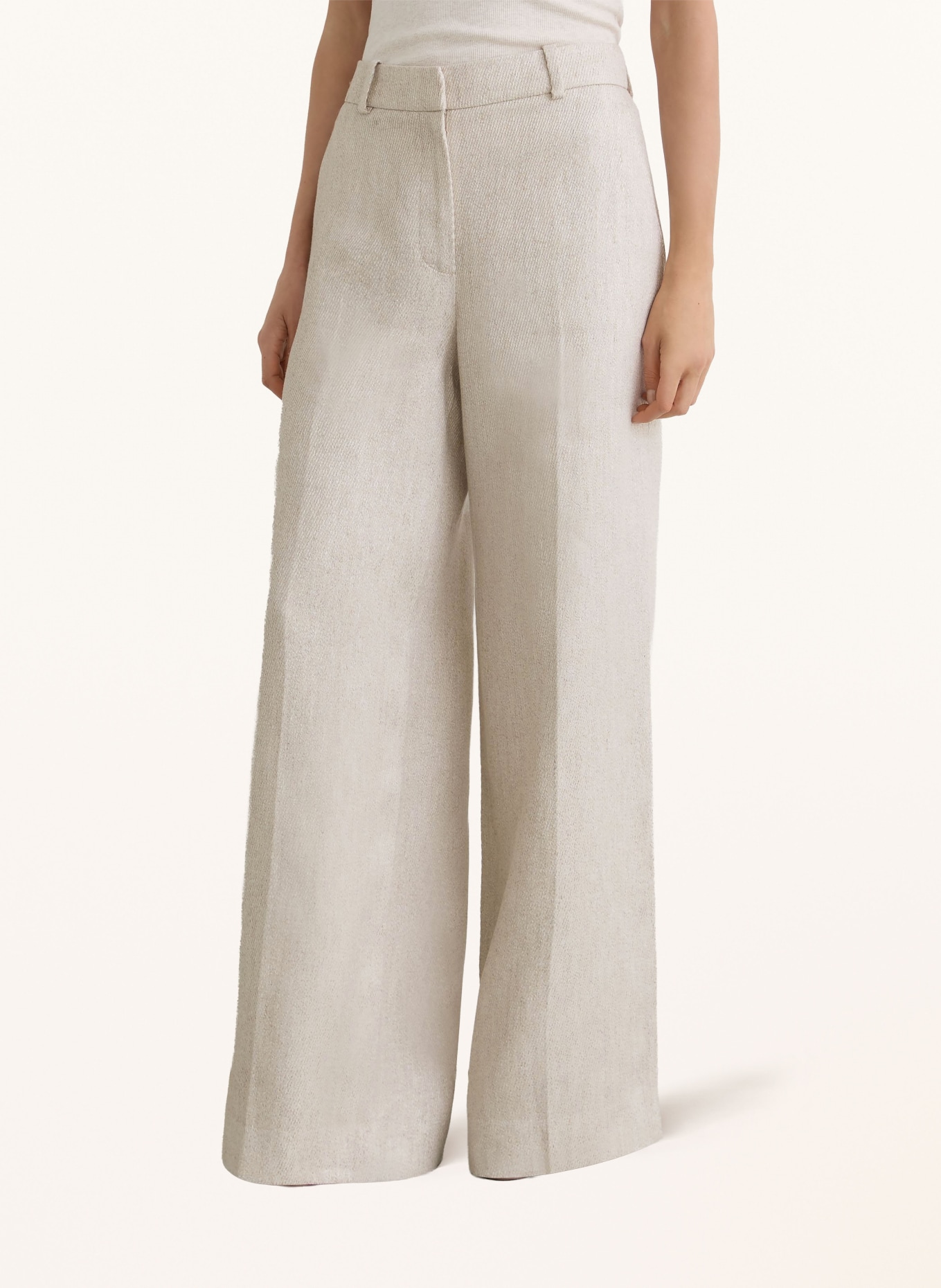 REISS Marlenehose NOLAH mit Leinen: HELLBRAUN