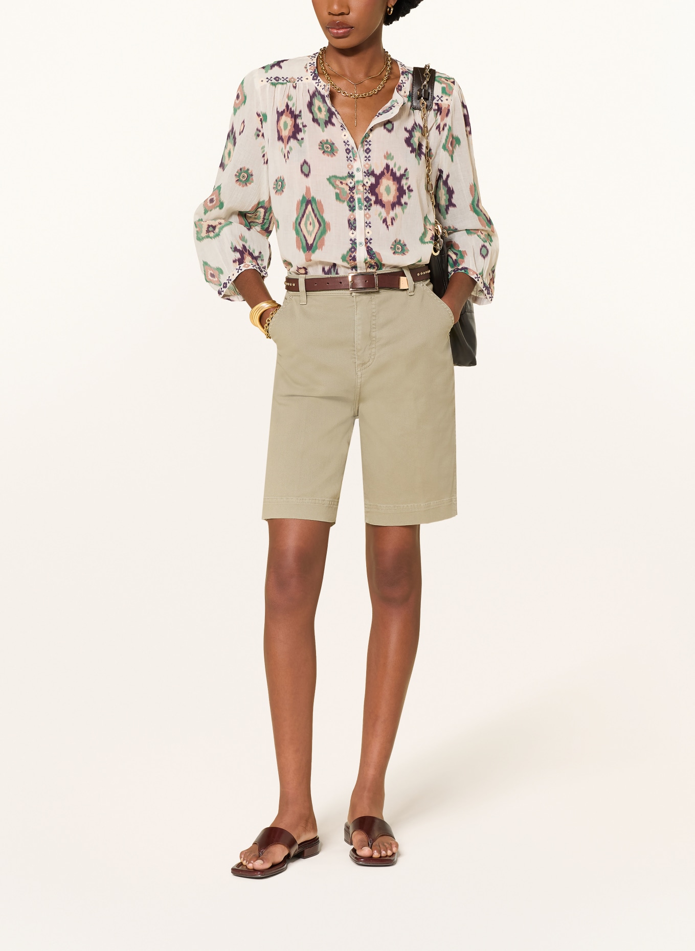 ba&sh Džínové bermudy TODD: green khaki