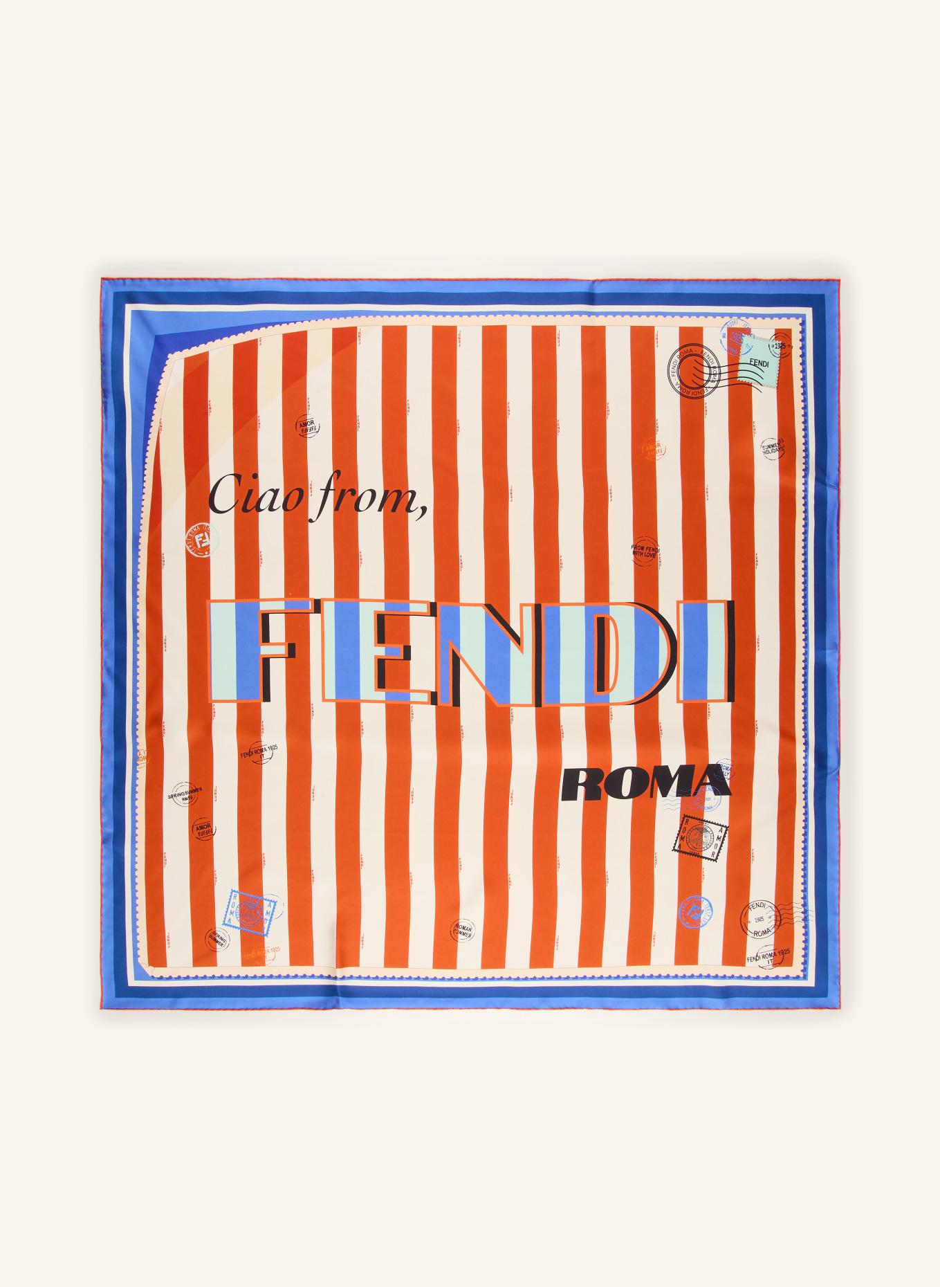 FENDI Seidentuch: ROT / ECRU / BLAU