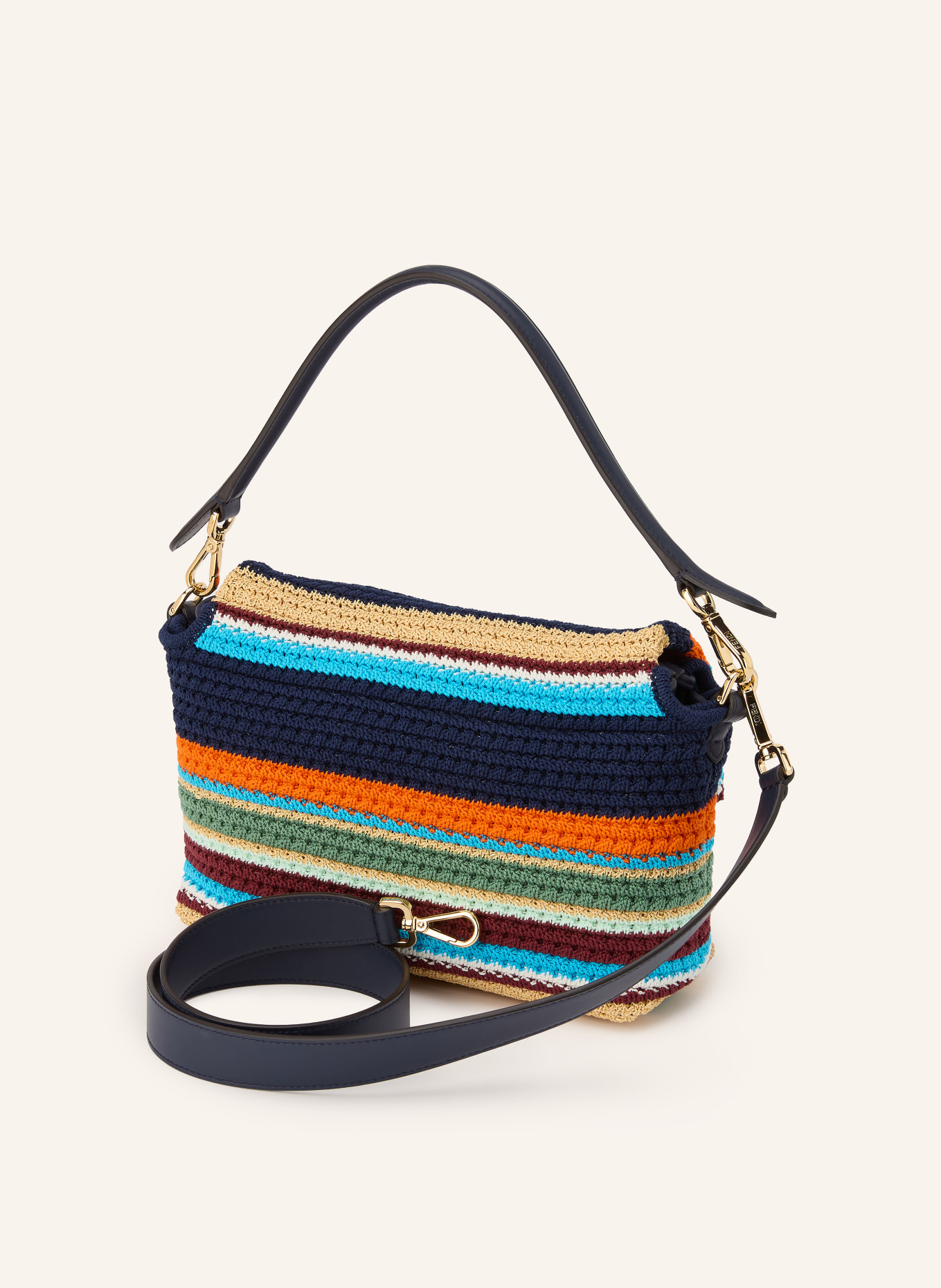 FENDI Torebka MAMMA BAGUETTE MEDIUM: GRANATOWY / POMARAŃCZOWY / JASNOZIELONY