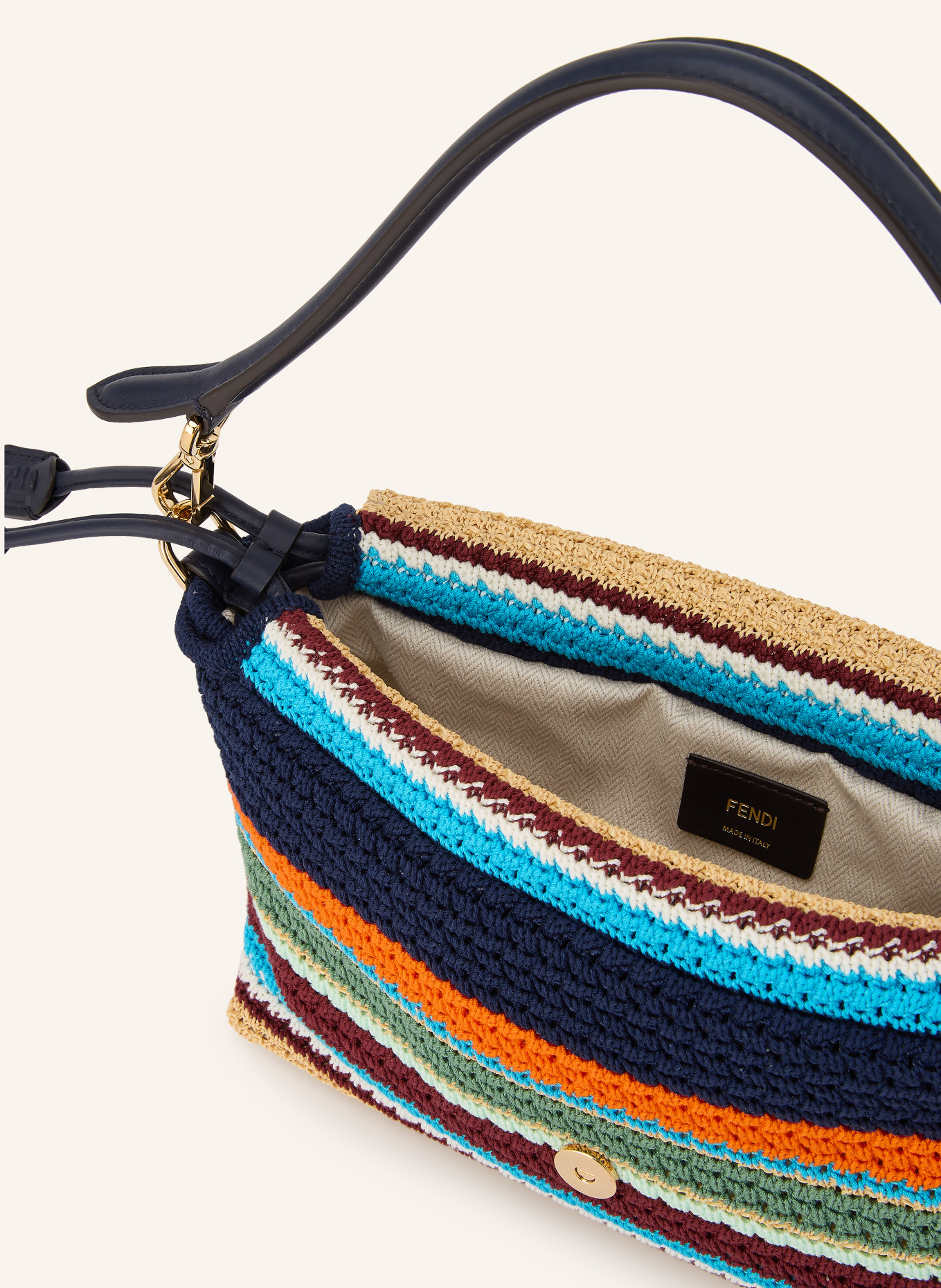 FENDI Torebka MAMMA BAGUETTE MEDIUM: GRANATOWY / POMARAŃCZOWY / JASNOZIELONY