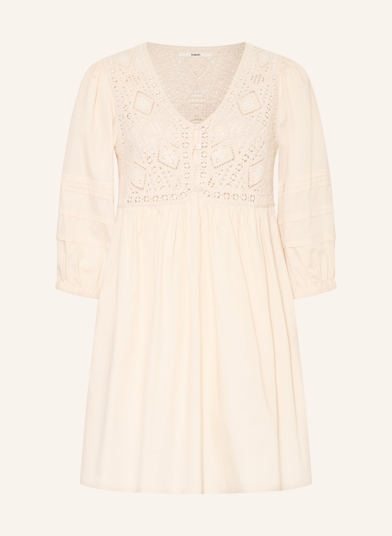 ba&sh Rochie SONIA cu mâneci 3/4: ECRU