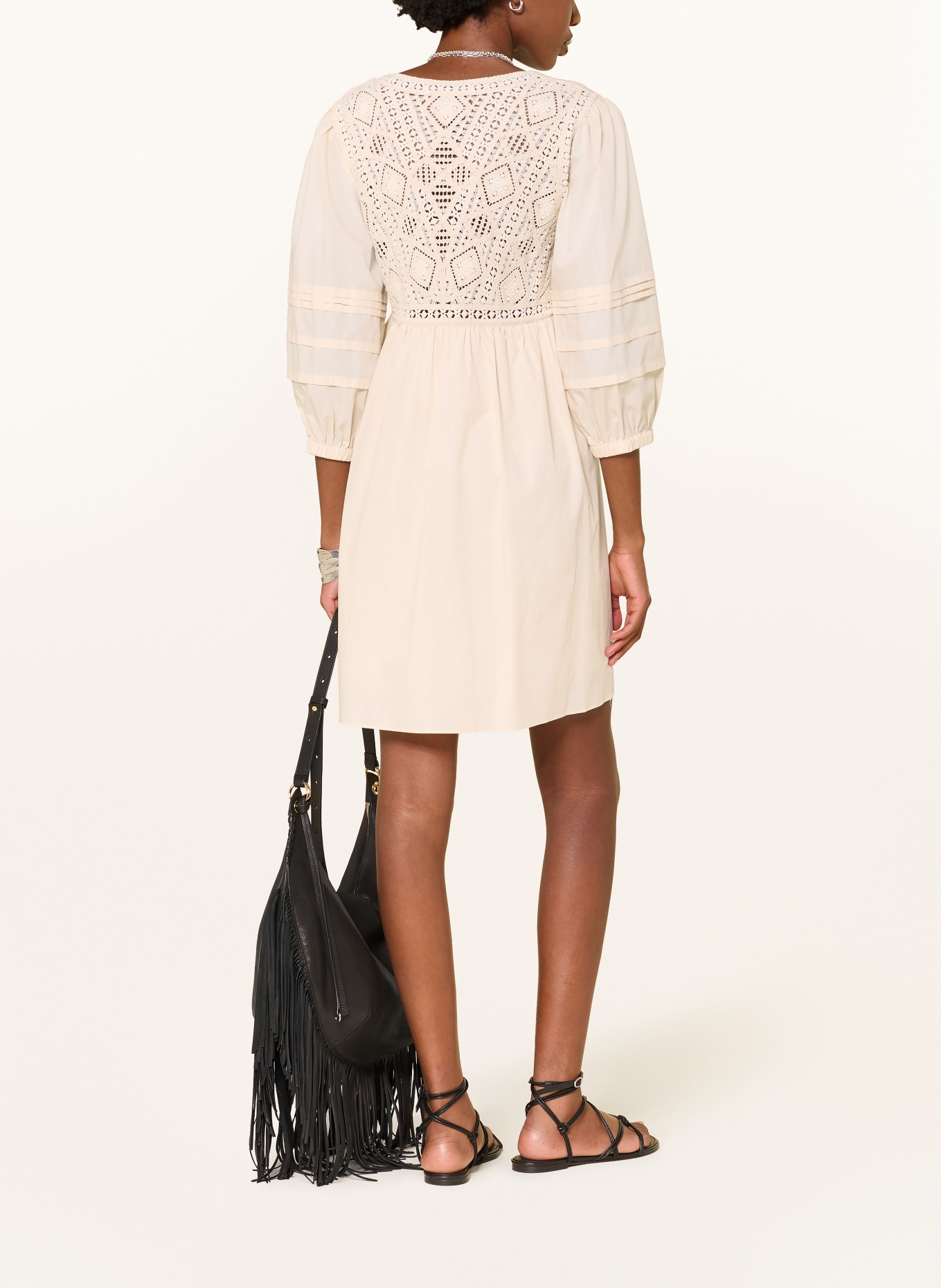 ba&sh Rochie SONIA cu mâneci 3/4: ECRU