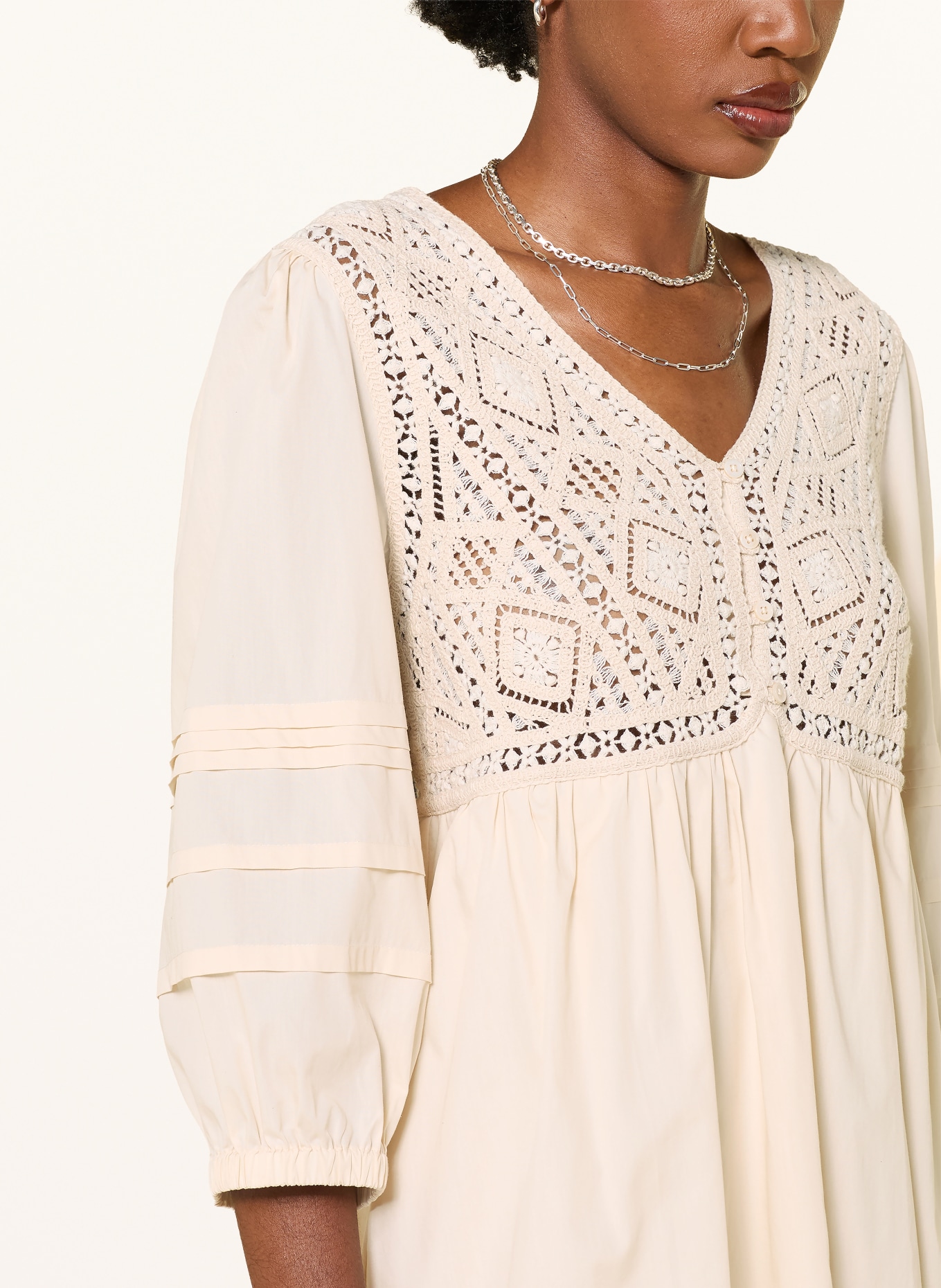 ba&sh Rochie SONIA cu mâneci 3/4: ECRU