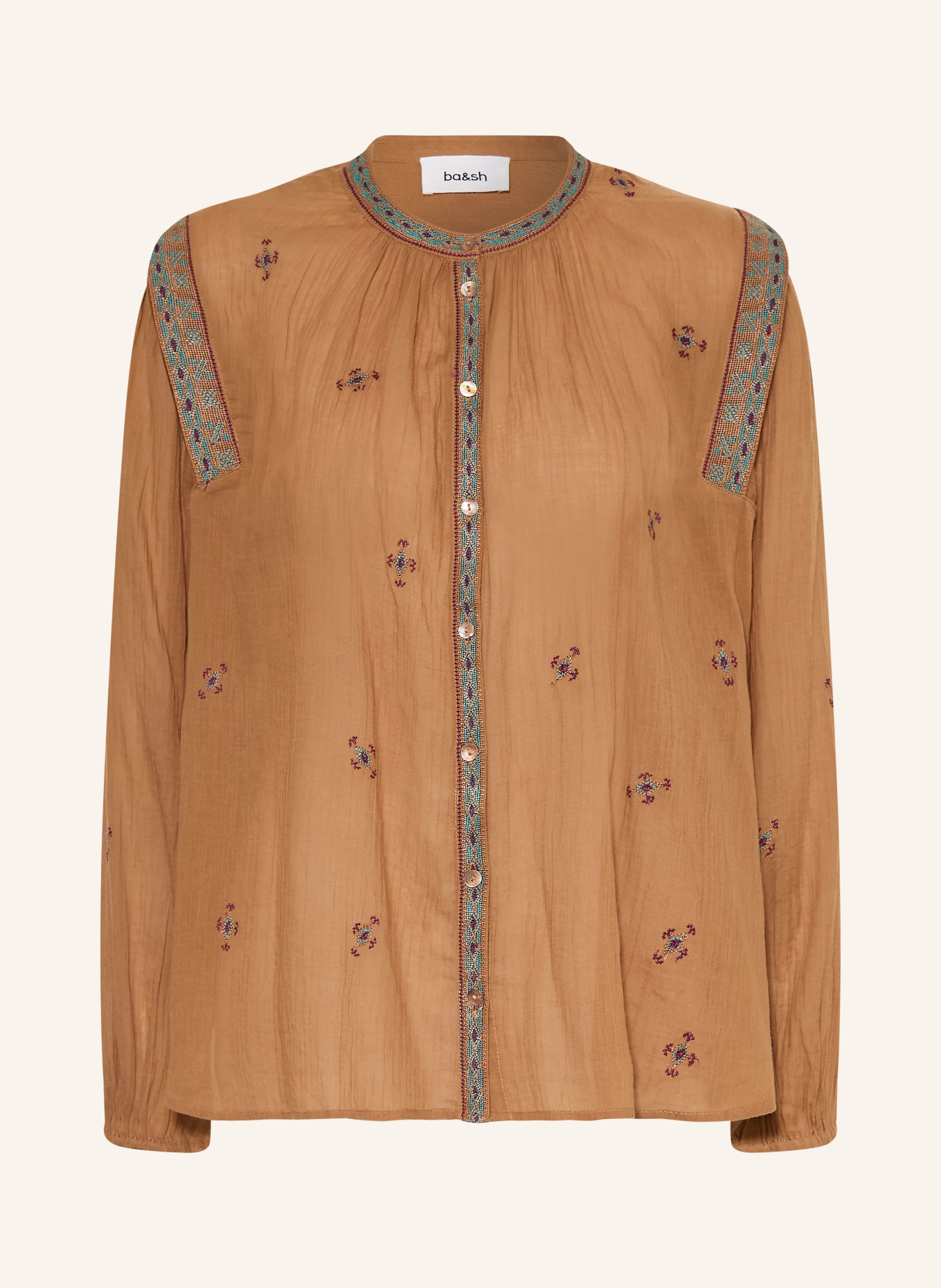 ba&sh Bluse DALILA: HELLBRAUN / DUNKELLILA / PETROL