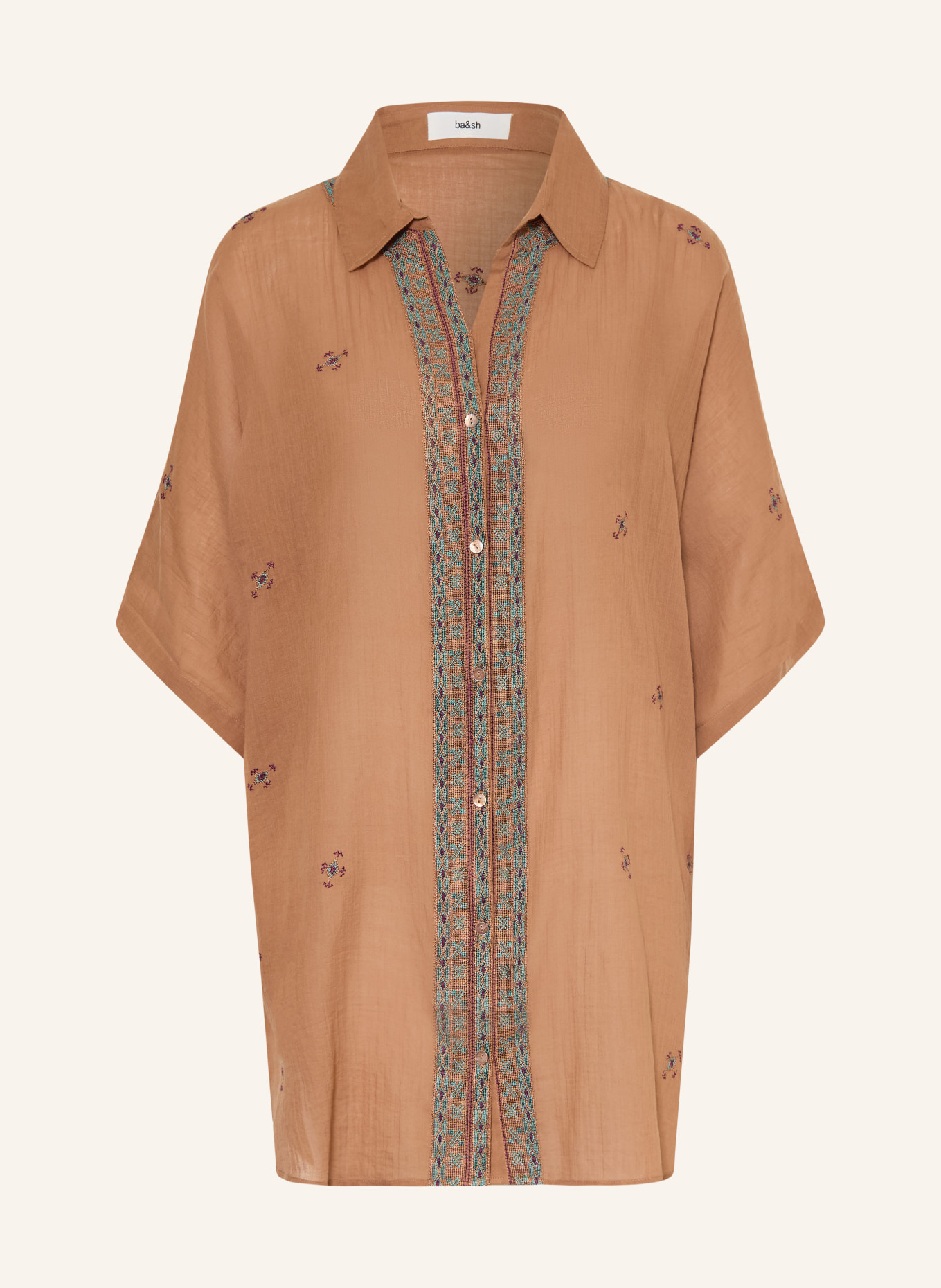 ba&sh Bluse DAELA: BRAUN / DUNKELROT / TÜRKIS