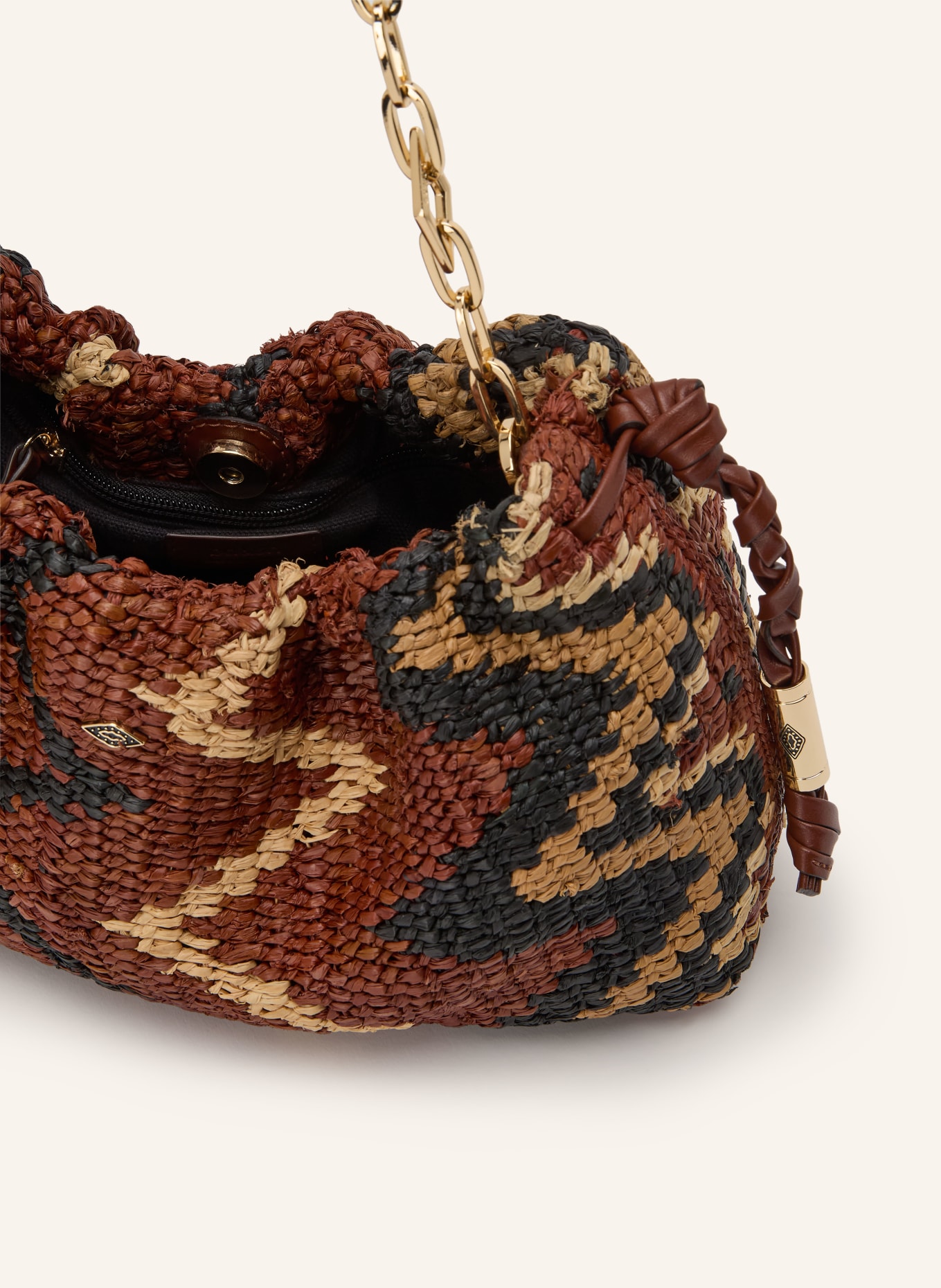 ba&sh Umhängetasche TRIBAL JUNE: BRAUN / GOLD / SCHWARZ