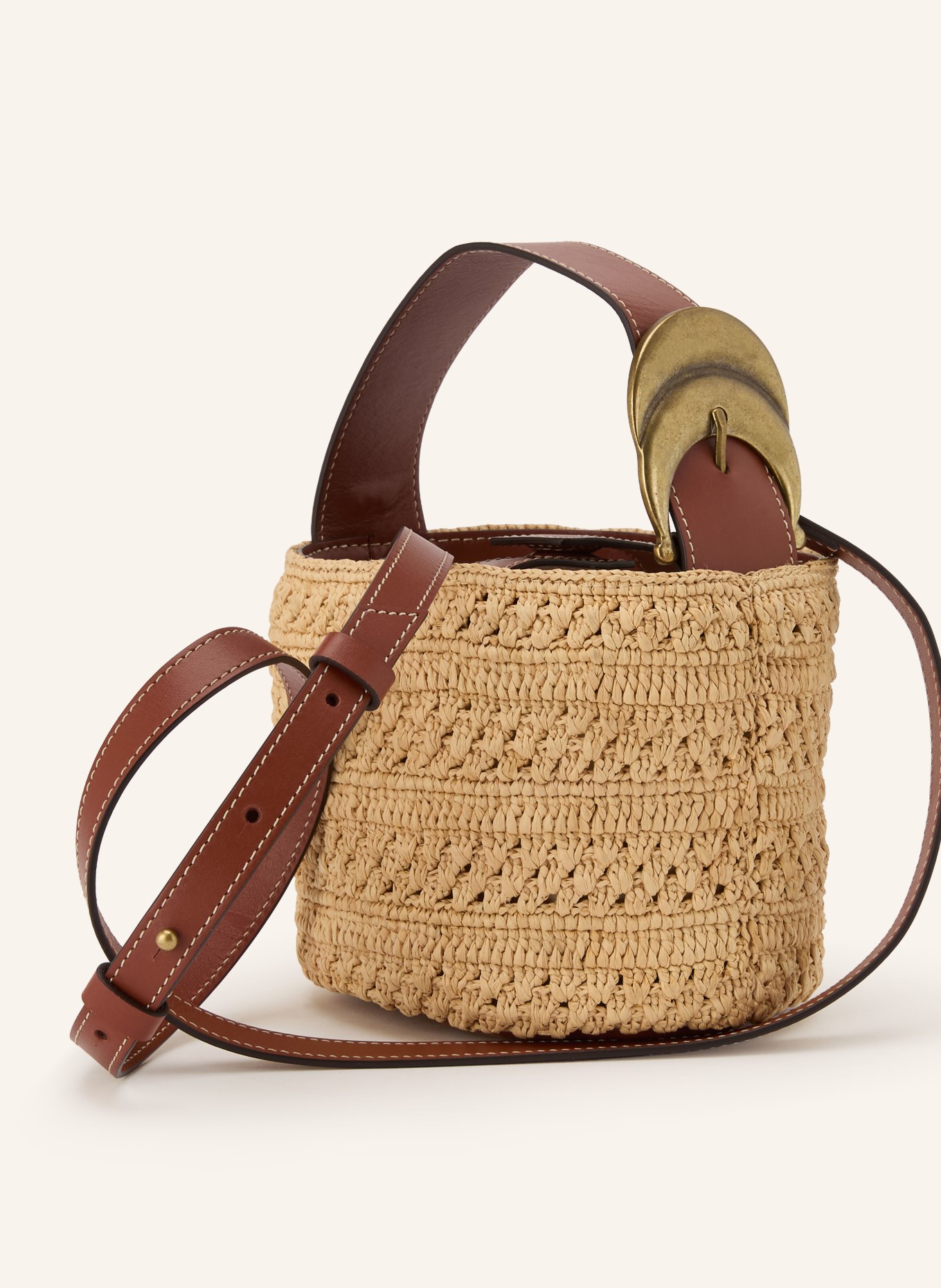 ba&sh Håndtaske YOUYOU MINI: BEIGE / GULD / BRUN