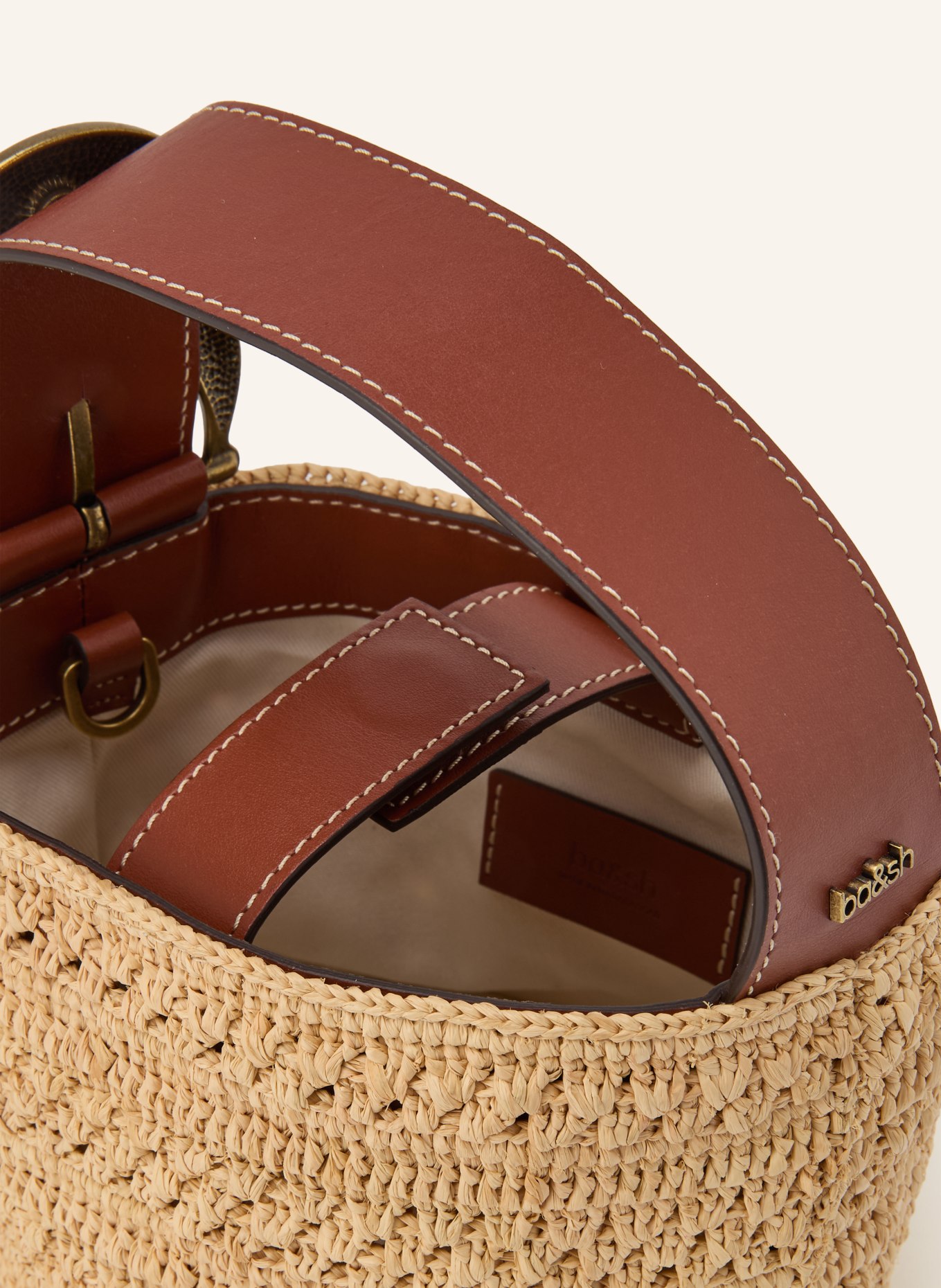 ba&sh Håndtaske YOUYOU MINI: BEIGE / GULD / BRUN