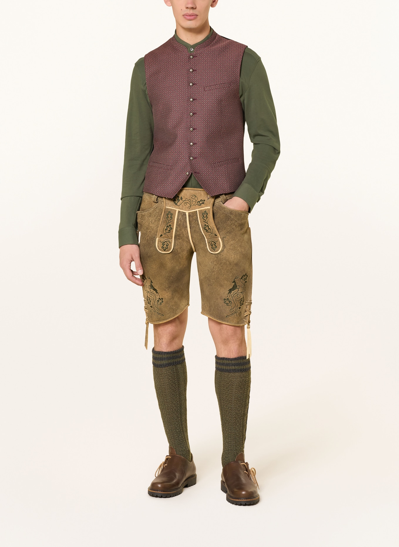 Heimatglück Tracht Trachtenhemd LUIS Regular Fit mit Stehkragen: OLIV