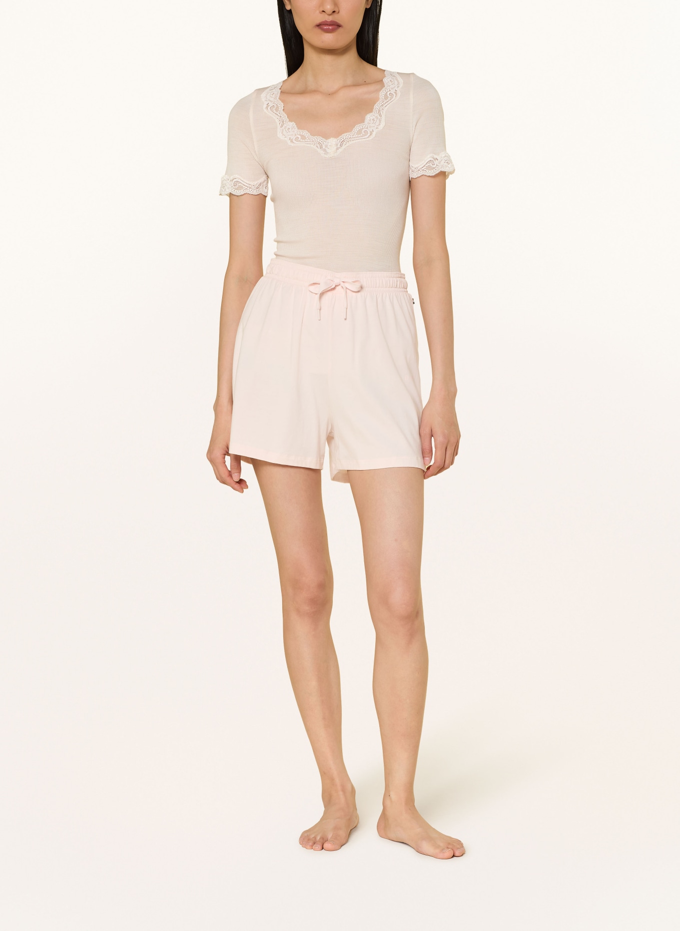 CALIDA RICHESSE LACE nightgown with silk: CREAM