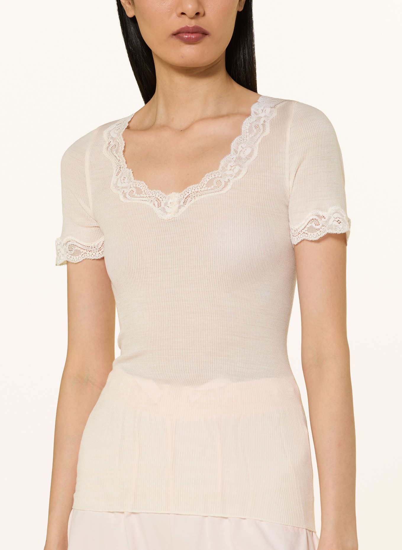 CALIDA RICHESSE LACE nightgown with silk: CREAM