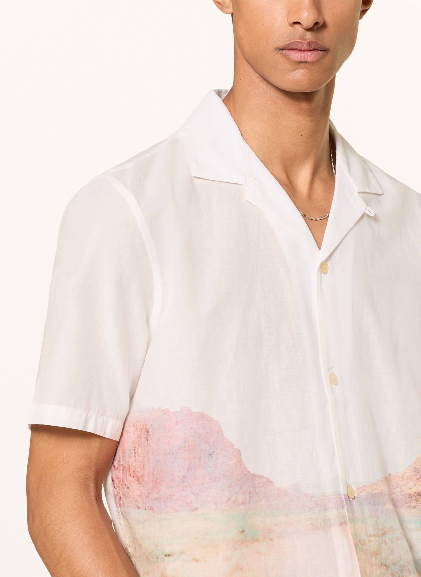 ALLSAINTS Resorthemd MONUMENT SS Boxy Fit: WIT / VIEUX ROSE / LICHTORANJE