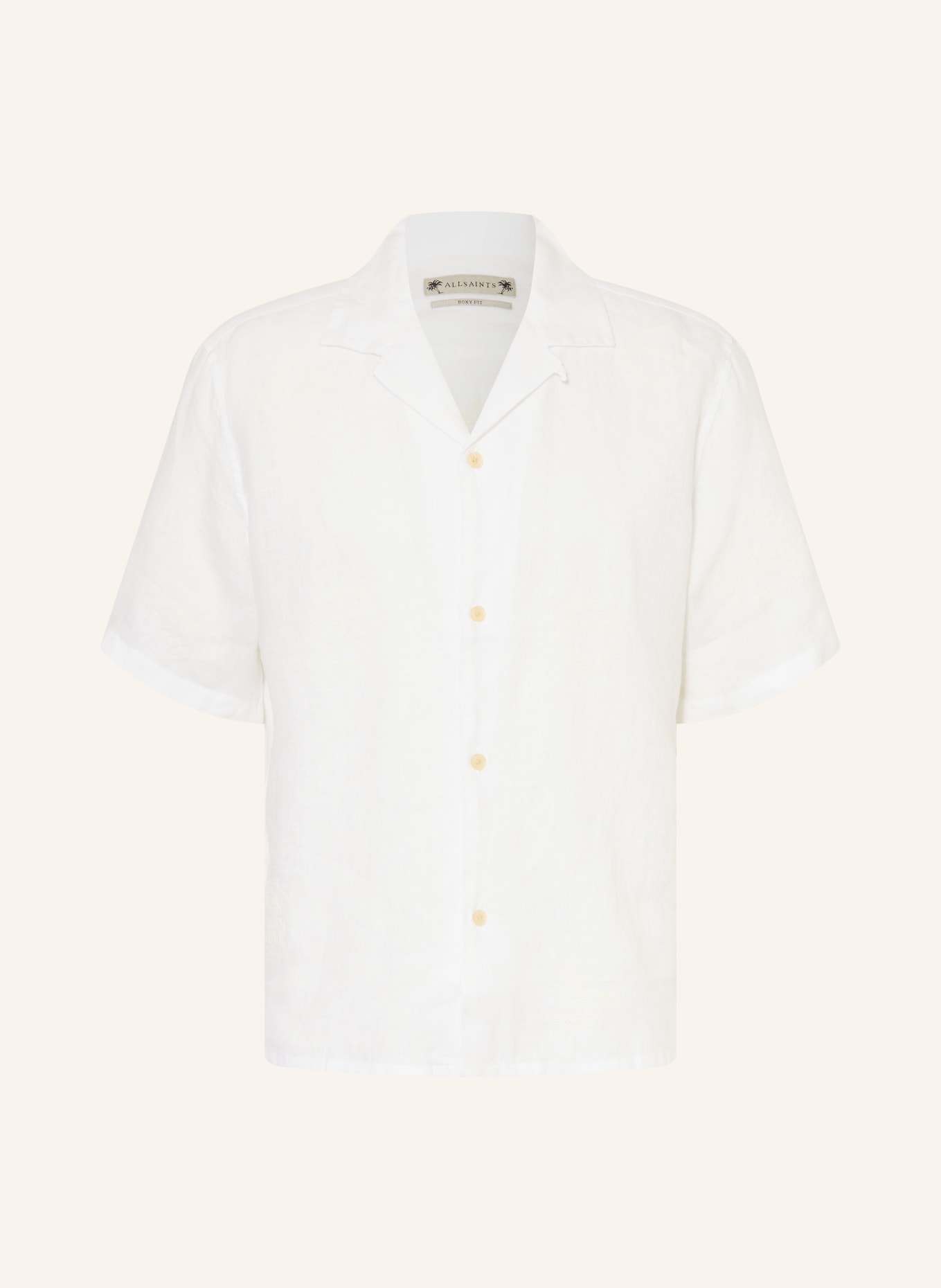 ALLSAINTS Cămașă de vacanță SEPAL Boxy Fit din in: ALB