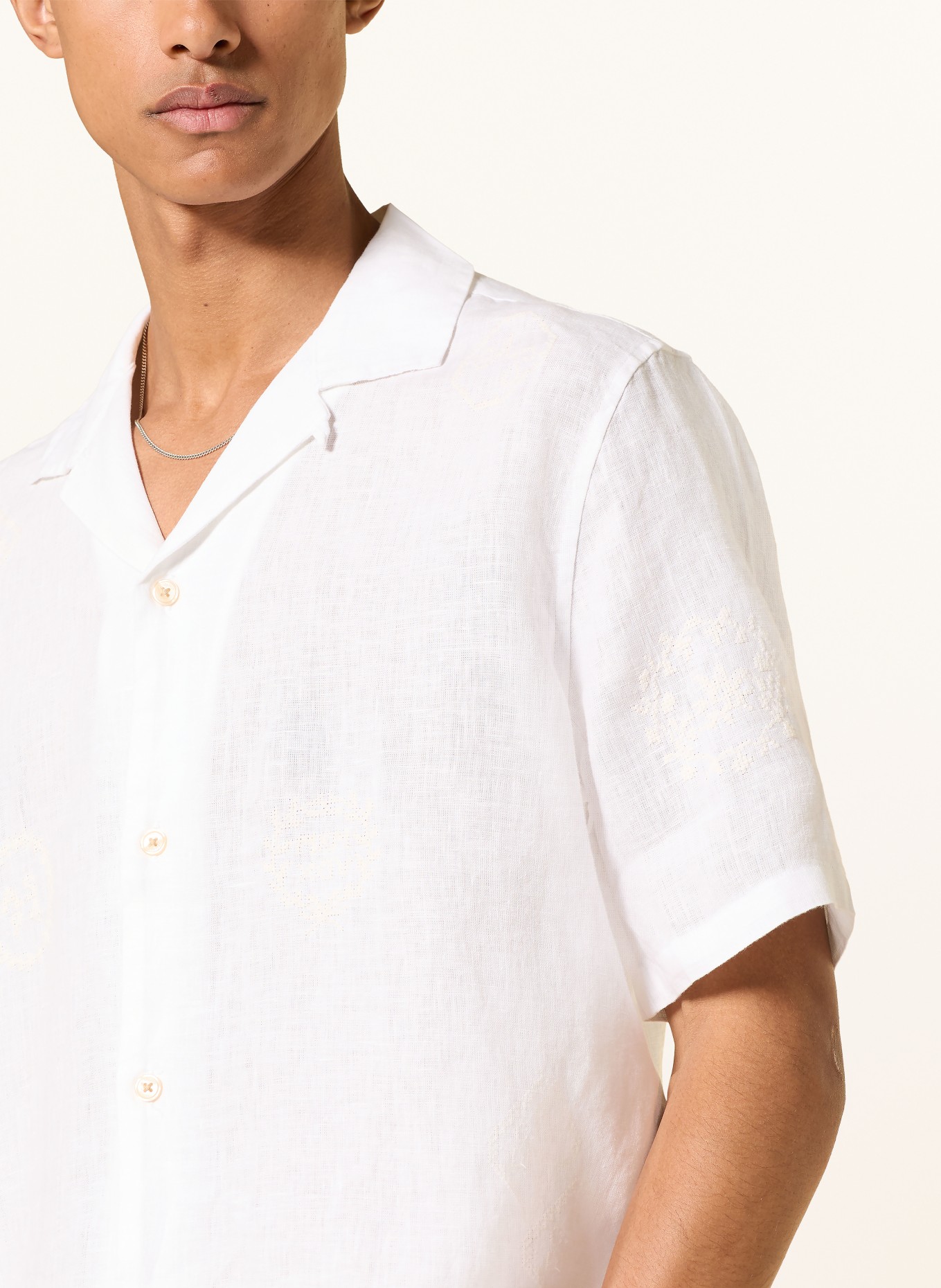 ALLSAINTS Cămașă de vacanță SEPAL Boxy Fit din in: ALB