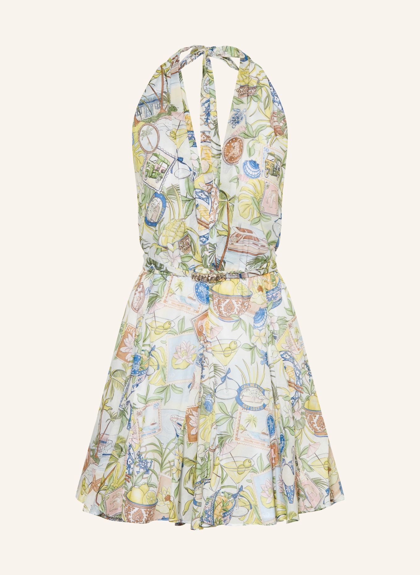 maje Kleid: WEISS / GELB / HELLGRÜN