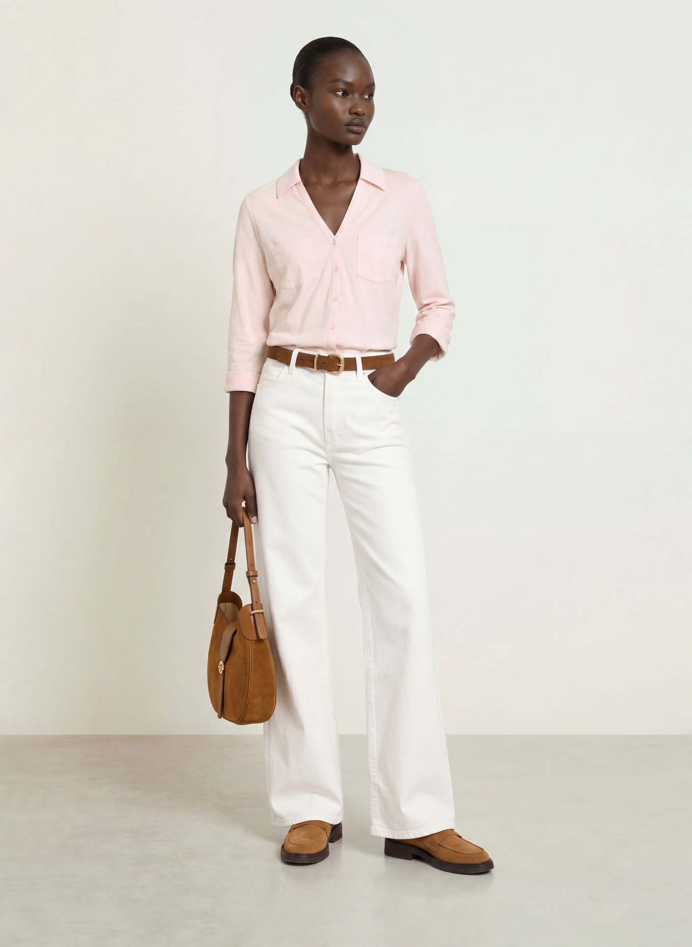 HOBBS Jerseybluse mit 3/4-Arm: HELLROSA