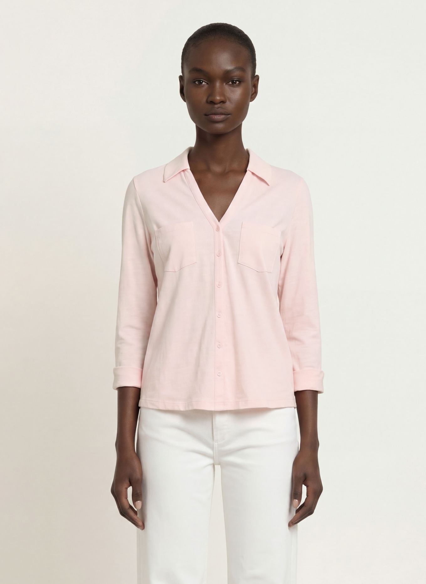 HOBBS Jerseybluse mit 3/4-Arm: HELLROSA
